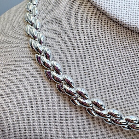 VTG Sterling Silver 925 Puffed Panther Link Chain Necklace Size 16.25" Length - Picture 6 of 14